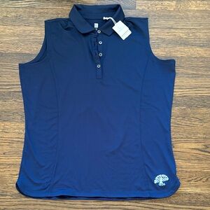 Women's Navy Sleeveless Button Up Golf Shirt